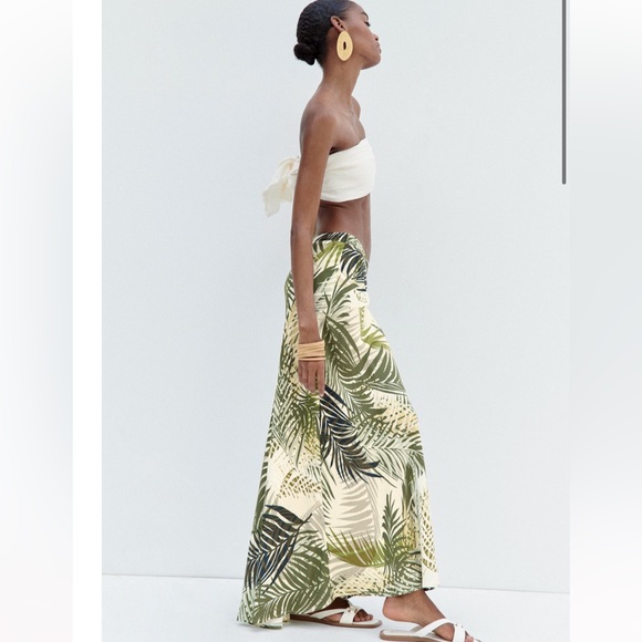 ZARA TROPICAL PRINT MIDI SKIRT - Picture 4 of 8